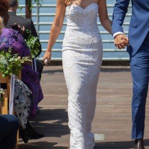 Lulu’s Olivia White Sequin Strapless Dress